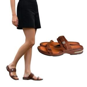 Cole Haan Air Foot Bed Brown Leather Slip On Sandals Women’s Size 6B (D18731)